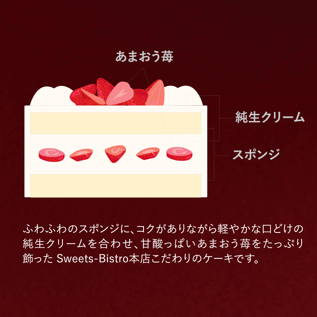 【店舗受け取り】純生クリームのあまおう苺デコレーション17ｃｍ